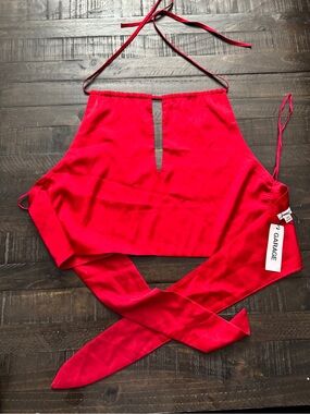 Red Satin Halter Top from Garage size Small with original tag